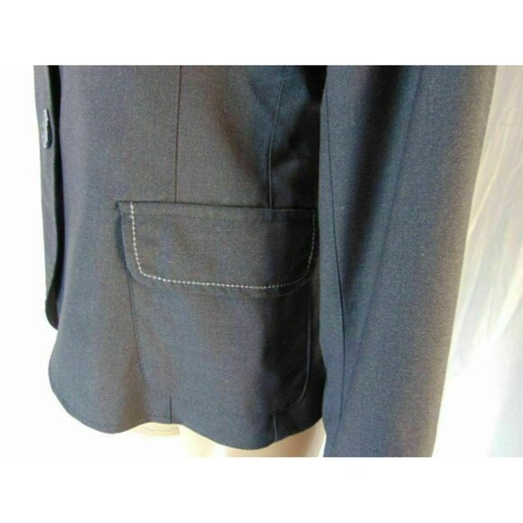 Maeva Italia Charcoal Black Blazer US 12 IT 48 New Tags Lined Stretch Topstitch - Picture 5 of 12